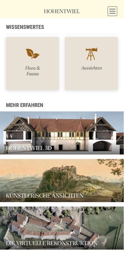 Die Navigation der „Monumente 3D“-App ist übersichtlich gestaltet